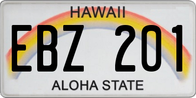 HI license plate EBZ201