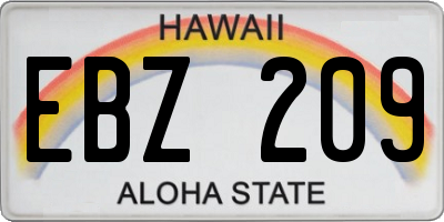HI license plate EBZ209