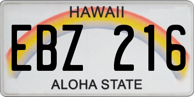 HI license plate EBZ216
