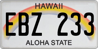 HI license plate EBZ233