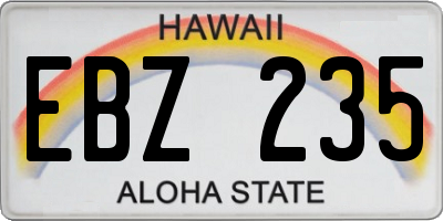 HI license plate EBZ235