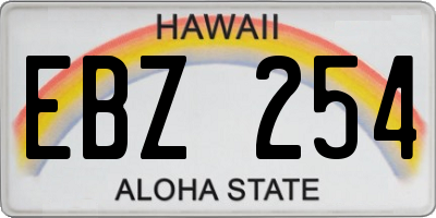 HI license plate EBZ254
