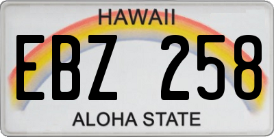 HI license plate EBZ258