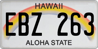HI license plate EBZ263