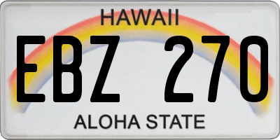 HI license plate EBZ270