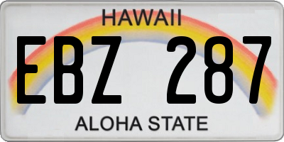 HI license plate EBZ287