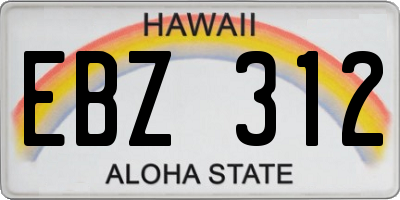 HI license plate EBZ312