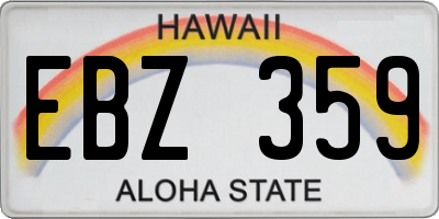 HI license plate EBZ359