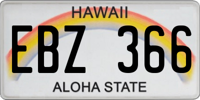 HI license plate EBZ366