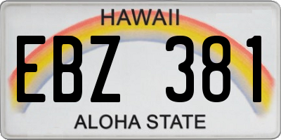HI license plate EBZ381