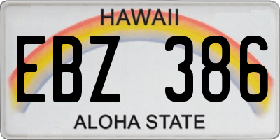 HI license plate EBZ386