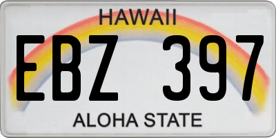 HI license plate EBZ397