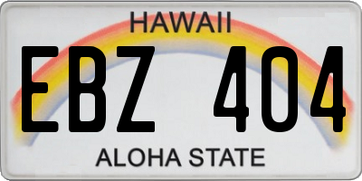 HI license plate EBZ404