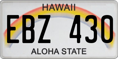 HI license plate EBZ430