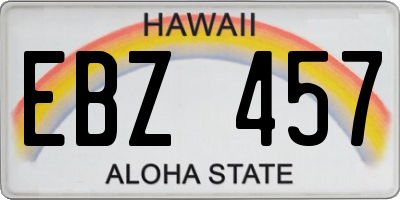 HI license plate EBZ457