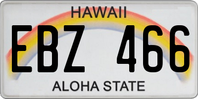 HI license plate EBZ466