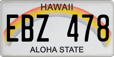 HI license plate EBZ478