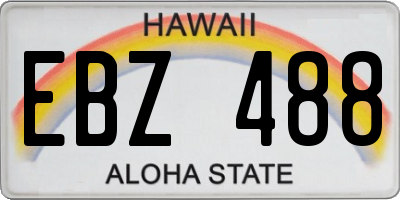 HI license plate EBZ488