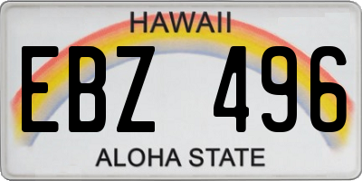 HI license plate EBZ496