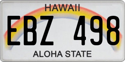 HI license plate EBZ498