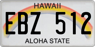 HI license plate EBZ512