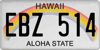 HI license plate EBZ514
