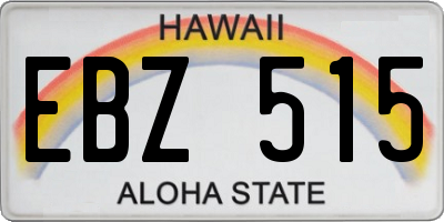 HI license plate EBZ515