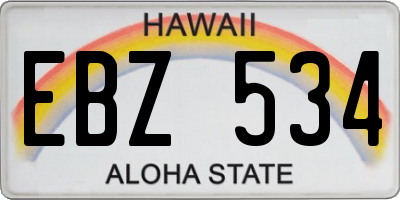HI license plate EBZ534