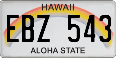 HI license plate EBZ543
