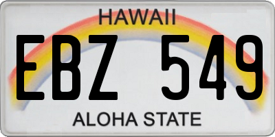 HI license plate EBZ549