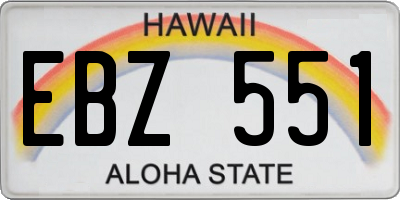 HI license plate EBZ551