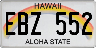 HI license plate EBZ552