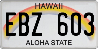 HI license plate EBZ603