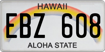 HI license plate EBZ608
