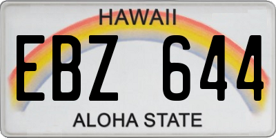 HI license plate EBZ644