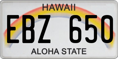 HI license plate EBZ650