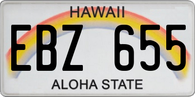 HI license plate EBZ655