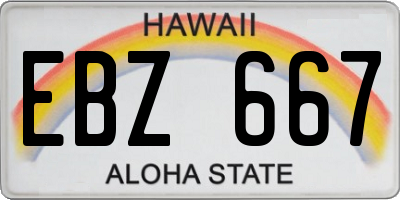 HI license plate EBZ667