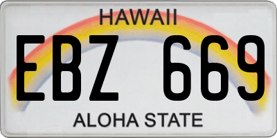 HI license plate EBZ669