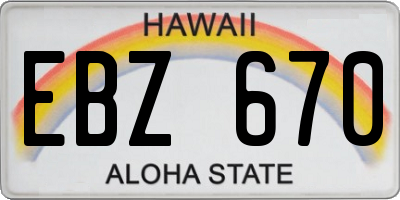 HI license plate EBZ670