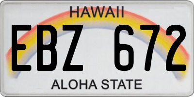 HI license plate EBZ672