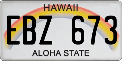 HI license plate EBZ673