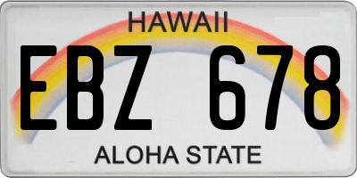 HI license plate EBZ678