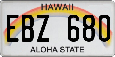 HI license plate EBZ680