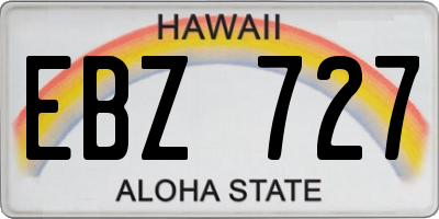 HI license plate EBZ727