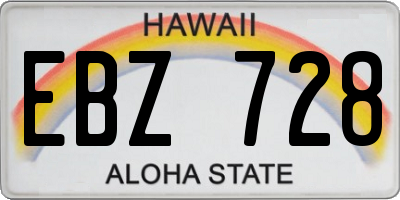 HI license plate EBZ728