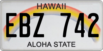 HI license plate EBZ742