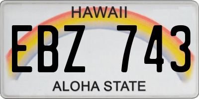 HI license plate EBZ743