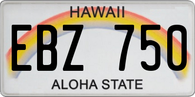 HI license plate EBZ750