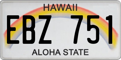 HI license plate EBZ751